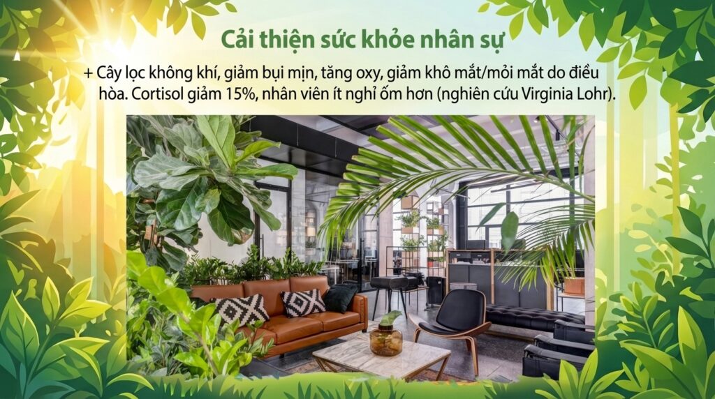 Văn phòng xanh giúp cải thiện sức khỏe nhân sự