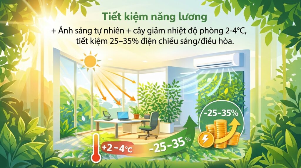 Văn phòng xanh giúp tiết kiệm năng lượng