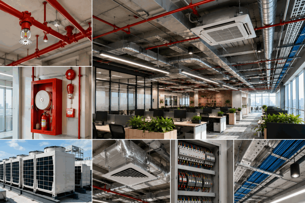 Vai trò cốt lõi của hệ thống PCCC, HVAC và MEP trong thiết kế thi công văn phòng.